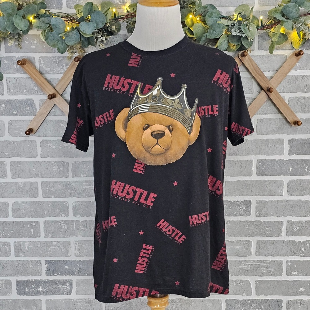 Bailey Apparel OG Hustle All Over Print XL Crown Teddy Bear Streetwear T Shirt